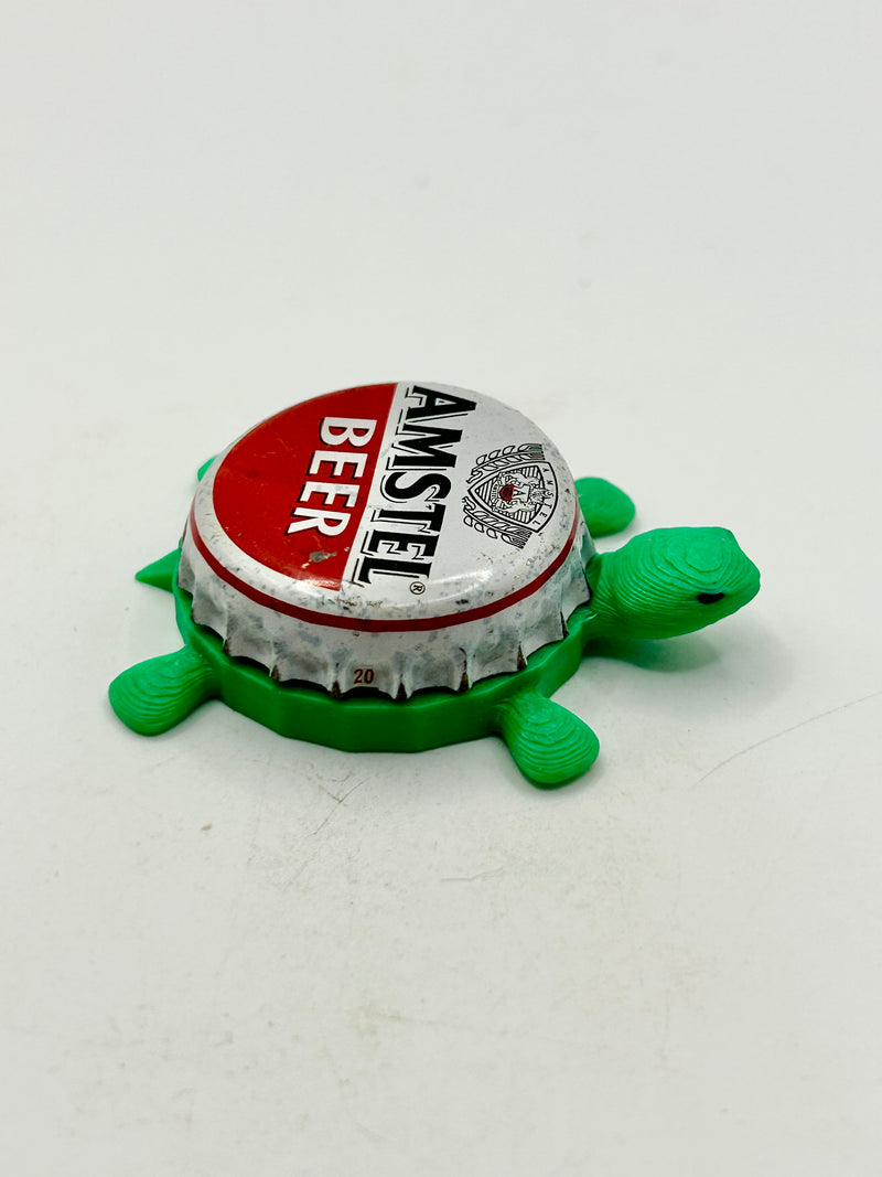 Amstel Beer - Bottle Cap Magnet Turtle Shell Shocked Art