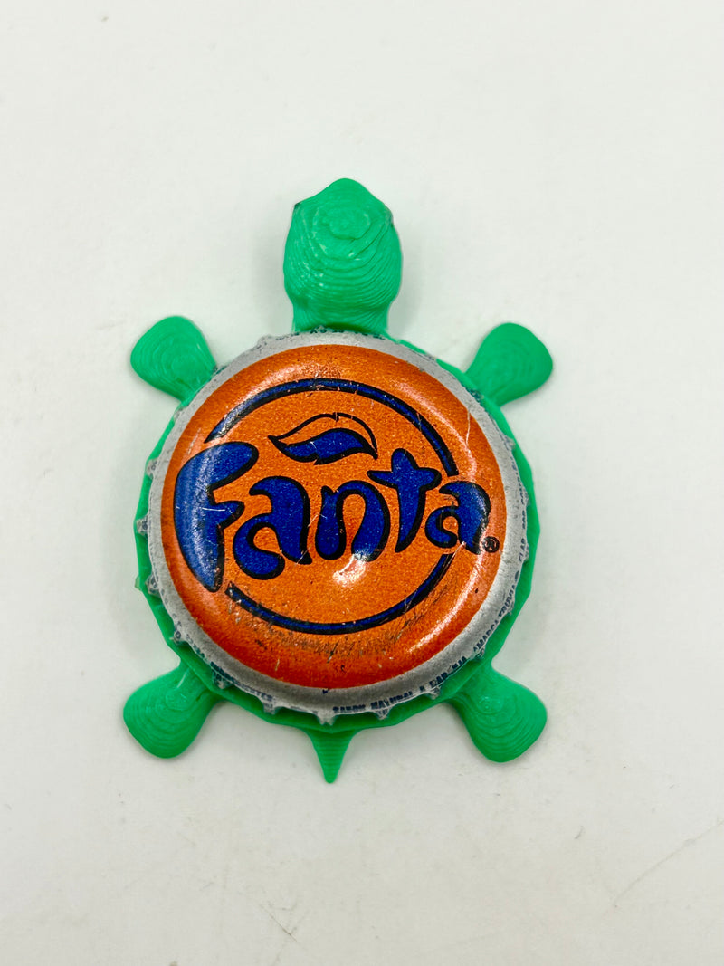 Fanta Orange Soda (Rare) - Bottle Cap Magnet Turtle Shell Shocked Art