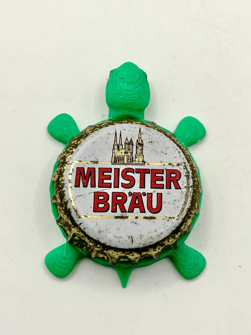 Meister Brau (Germany) - Bottle Cap Magnet Turtle Shell Shocked Art