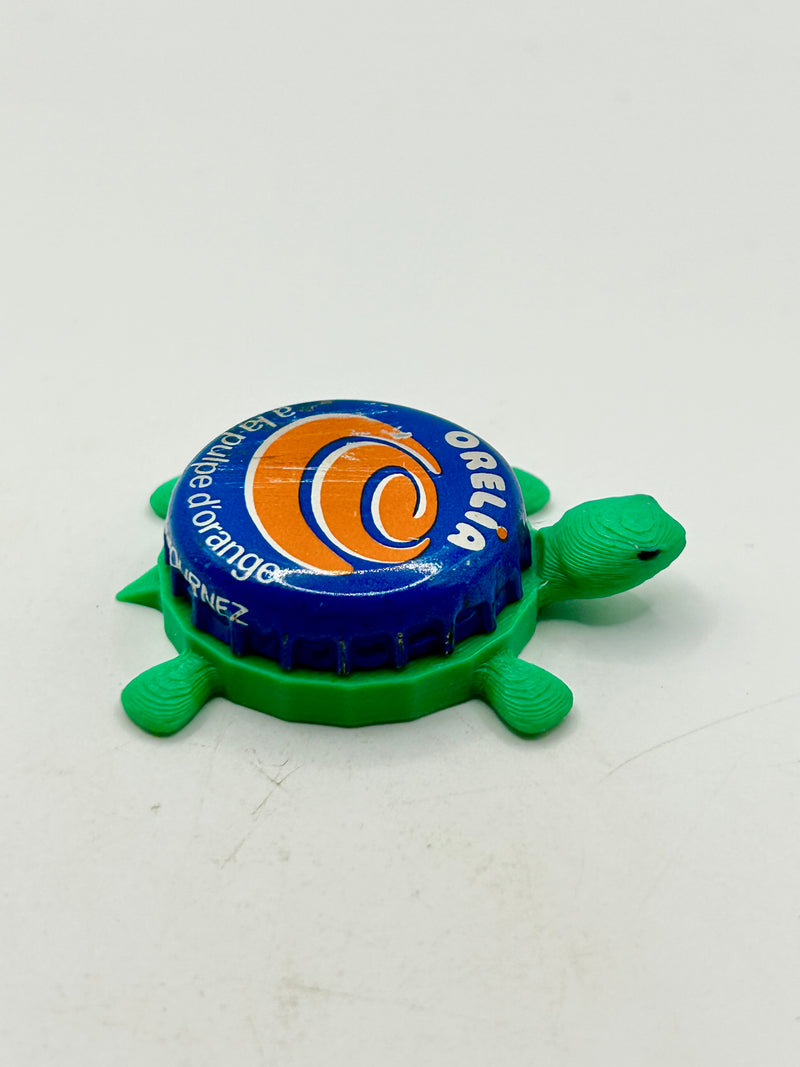 Orangina (Orelia) Soda - Bottle Cap Magnet Turtle Shell Shocked Art