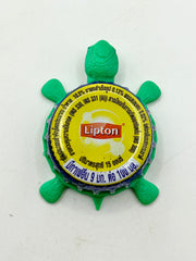 Lipton Ice Tea (Blue, Thailand) - Bottle Cap Magnet Turtle Shell Shocked Art
