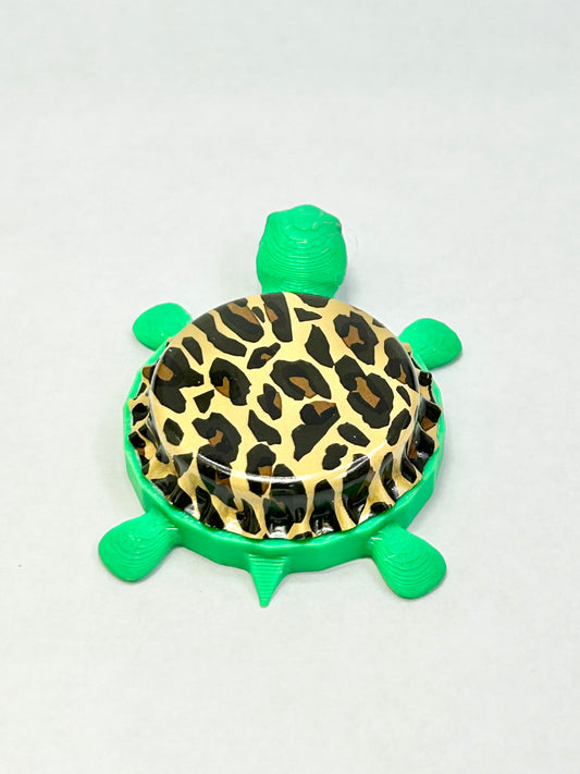 Cheetah Print - Bottle Cap Magnet Turtle