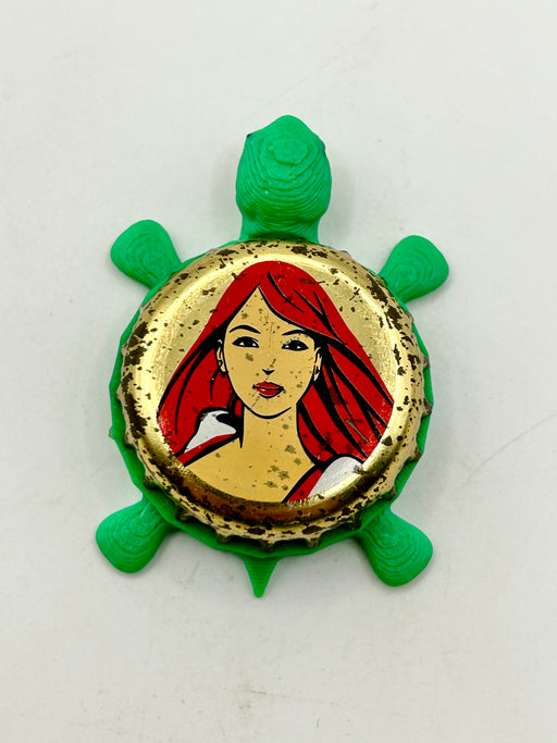 Cervena Selka (Russia) - Bottle Cap Magnet Turtle Shell Shocked Art