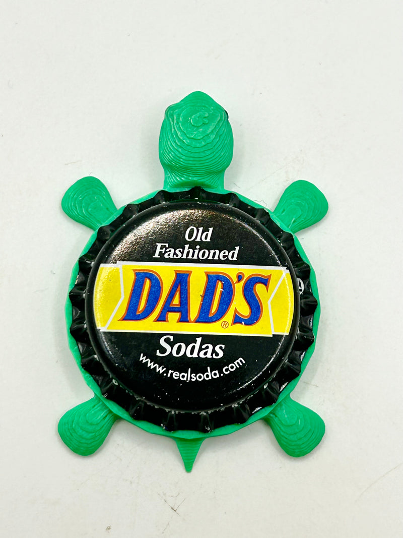 Dad’s Root Beer (Black) - Bottle Cap Magnet Turtle Shell Shocked Art