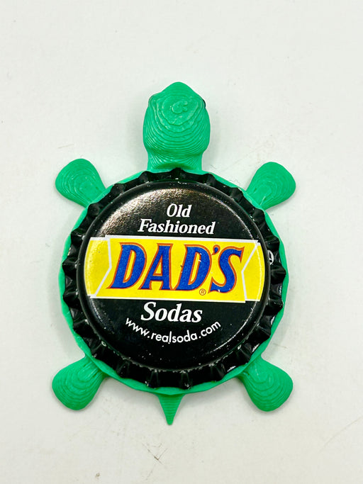 Dad’s Root Beer (Black) - Bottle Cap Magnet Turtle Shell Shocked Art