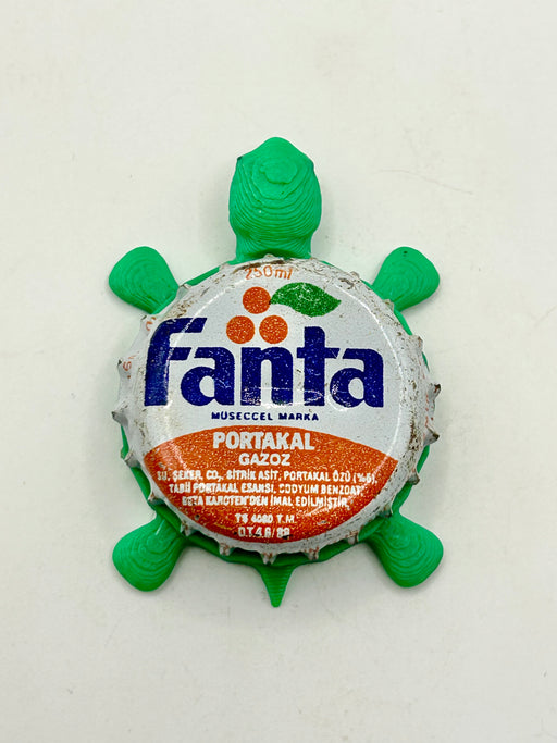 Fanta Orange Soda (White) - Bottle Cap Magnet Turtle Shell Shocked Art