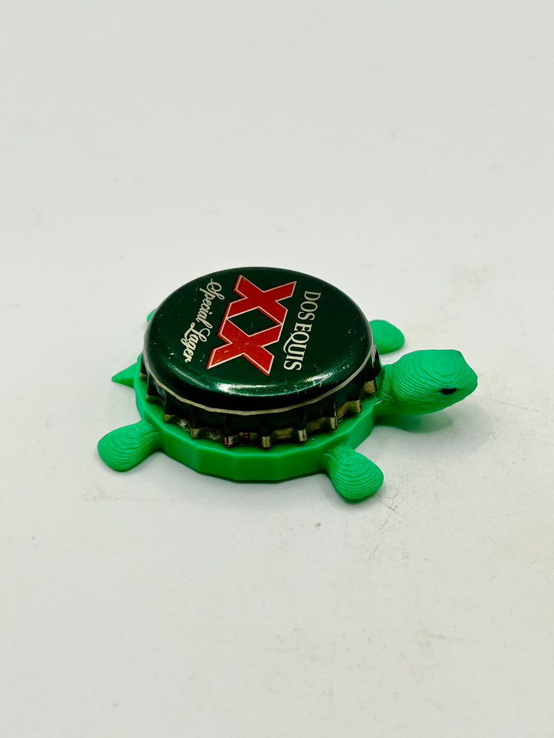 Dos Equis Special Lager - Bottle Cap Magnet Turtle Shell Shocked Art