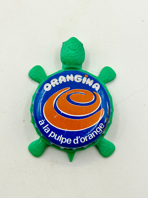 Orangina Soda - Bottle Cap Magnet Turtle (Copy) Shell Shocked Art