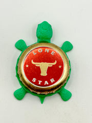 Lone Star Beer (Longhorn) - Bottle Cap Magnet Turtle Shell Shocked Art