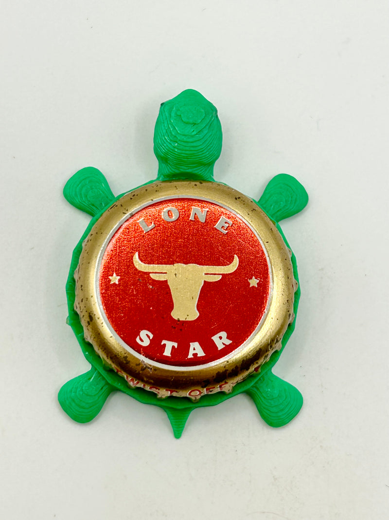 Lone Star Beer (Longhorn) - Bottle Cap Magnet Turtle Shell Shocked Art