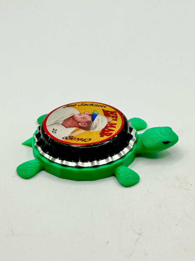 Shoeless Joe Jackson , Helmar Brewing Big League Brew (#21) - Bottle Cap Magnet Turtle (Copy) Shell Shocked Art