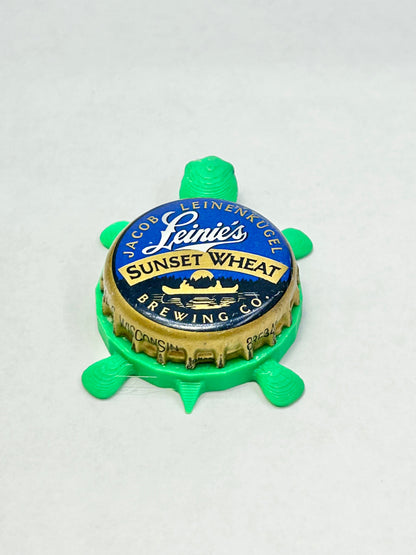 Leinenkugel's Sunset Wheat - Bottle Cap Magnet Turtle Shell Shocked Art