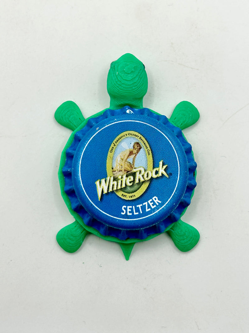 White Rock Seltzer - Bottle Cap Magnet Turtle Shell Shocked Art