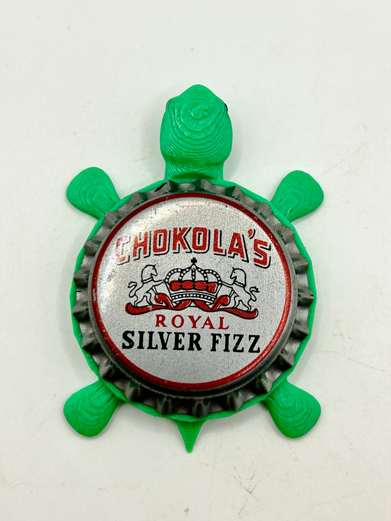 Chokola’s Royal Silver Fizz - Bottle Cap Magnet Turtle Shell Shocked Art
