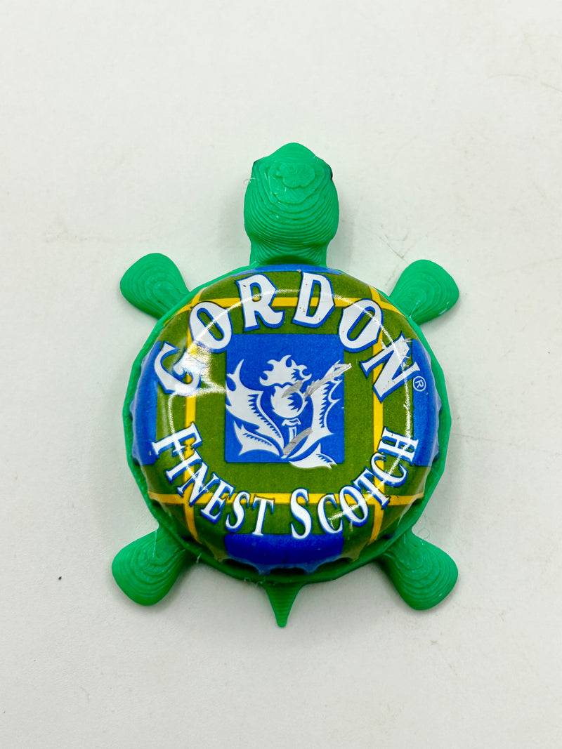Gordon Finest Scotch - Bottle Cap Magnet Turtle Shell Shocked Art