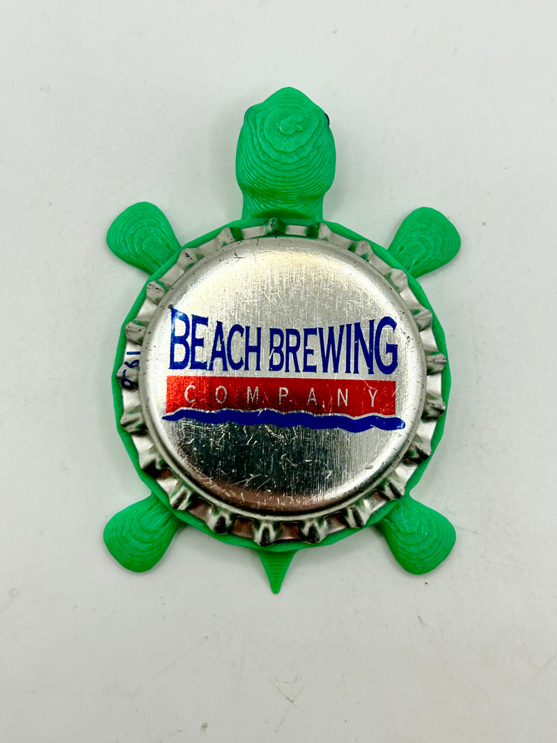 Beach Brewing - Bottle Cap Magnet Turtle Shell Shocked Art