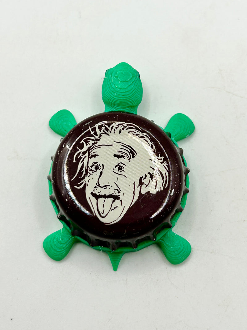 Steinie, Albert Einstein (Kesselring, Germany) - Bottle Cap Magnet Turtle Shell Shocked Art