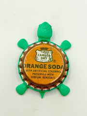 Canada Dry Orange Soda - Bottle Cap Magnet Turtle Shell Shocked Art