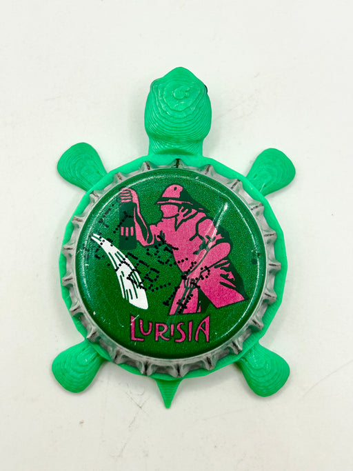 Lurisia Water (Stamped) - Bottle Cap Magnet Turtle Shell Shocked Art