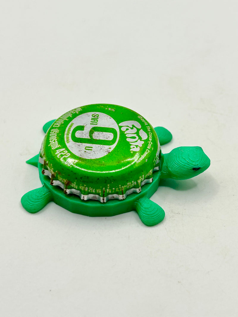Fanta Soda (Thailand, Lime Green 9) - Bottle Cap Magnet Turtle Shell Shocked Art