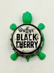 Duffy’s Black Cherry Soda - Bottle Cap Magnet Turtle Shell Shocked Art