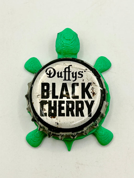 Duffy’s Black Cherry Soda - Bottle Cap Magnet Turtle Shell Shocked Art
