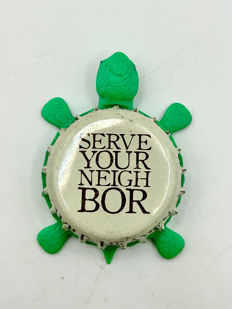 Serve Your Neighbor, Wild Heaven Brewing - Bottle Cap Magnet Turtle Shell Shocked Art