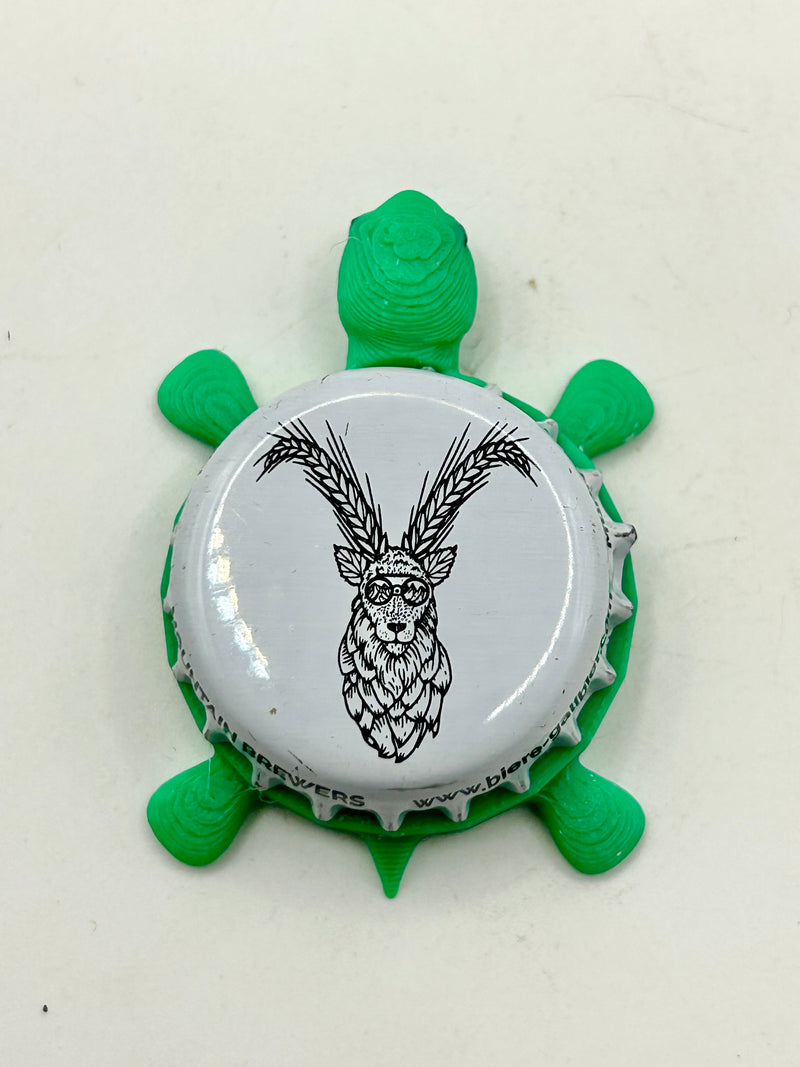 Brasserie Galibier - Bottle Cap Magnet Turtle Shell Shocked Art