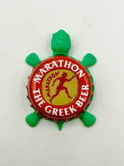 Marathon, The Greek Beer - Bottle Cap Magnet Turtle Shell Shocked Art