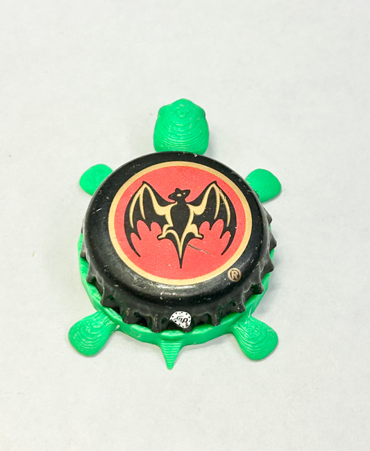 Bacardi (Bat - Black and Red) - Bottle Cap Magnet Turtle