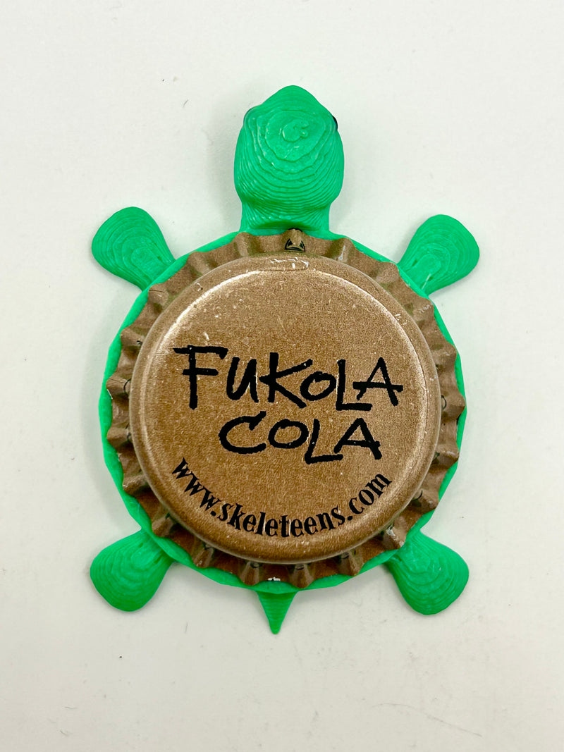 Fukola Soda - Bottle Cap Magnet Turtle Shell Shocked Art