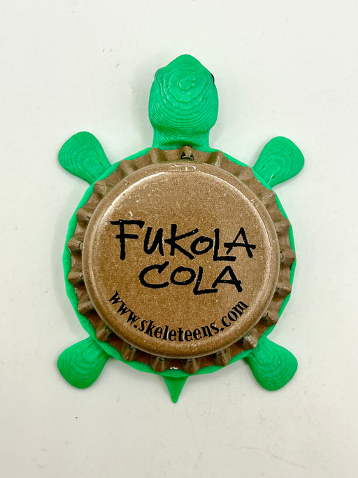 Fukola Soda - Bottle Cap Magnet Turtle Shell Shocked Art
