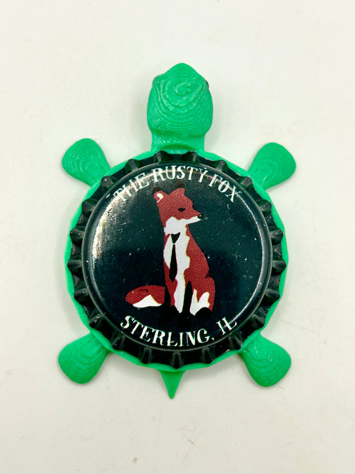 The Rusty Fox (Two Foxes) - Bottle Cap Magnet Turtle (Copy) Shell Shocked Art