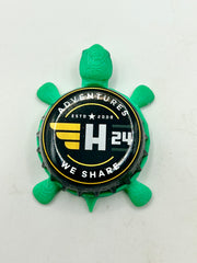 Hangar 24 Brewing (Black) - Bottle Cap Magnet Turtle Shell Shocked Art