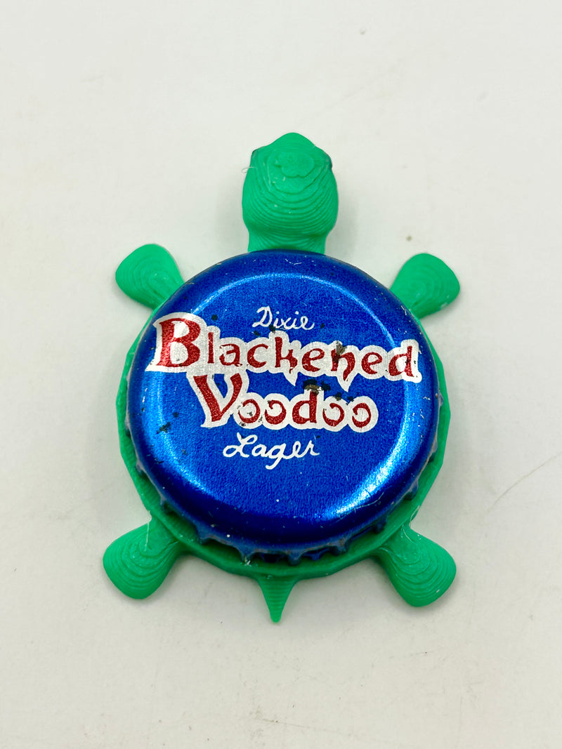 Blackened Voodoo Dixie Lager - Bottle Cap Magnet Turtle Shell Shocked Art