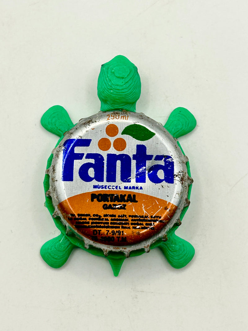 Fanta Orange Soda (Silver) - Bottle Cap Magnet Turtle Shell Shocked Art