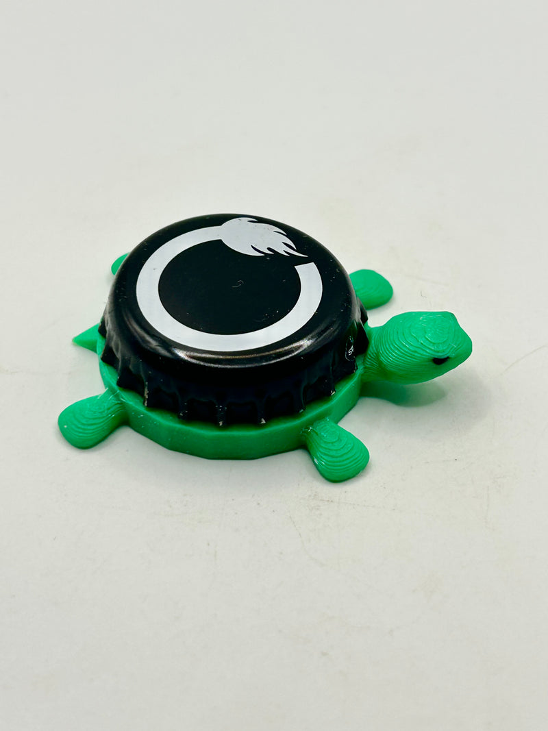 White Lion Brewing - Bottle Cap Magnet Turtle Shell Shocked Art