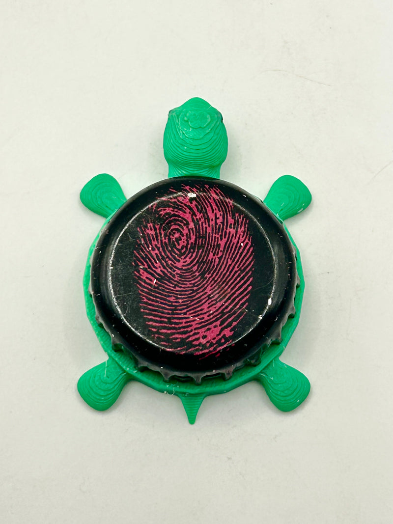 DNA Brewing - Bottle Cap Magnet Turtle Shell Shocked Art