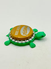 Whistle Peach Soda - Bottle Cap Magnet Turtle Shell Shocked Art