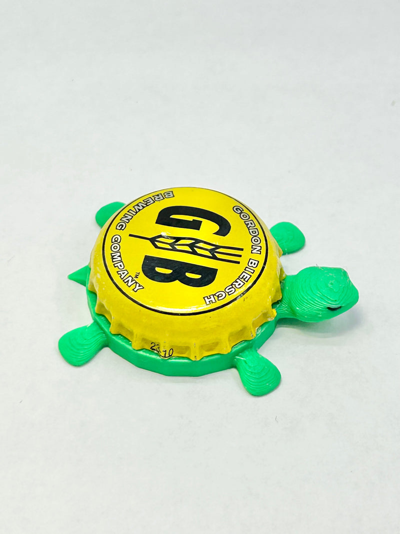 Gordon Biersch Brewing - Bottle Cap Magnet Turtle Shell Shocked Art