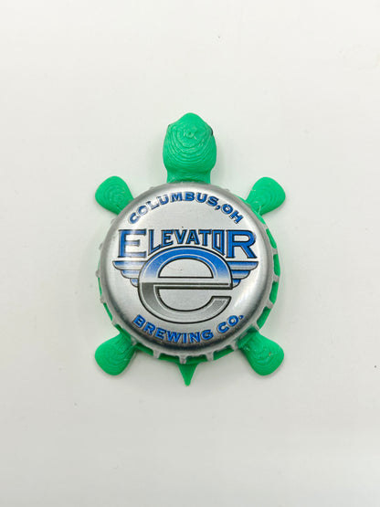 Elevator Brewing - Bottle Cap Magnet Turtle Shell Shocked Art