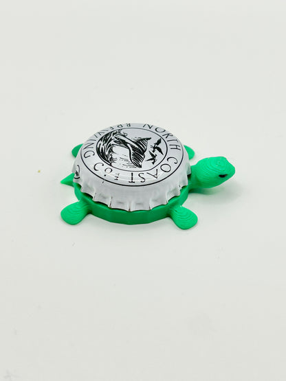 North Coast Brewing Co (Whale Tail White) - Bottle Cap Magnet Turtle Shell Shocked Art