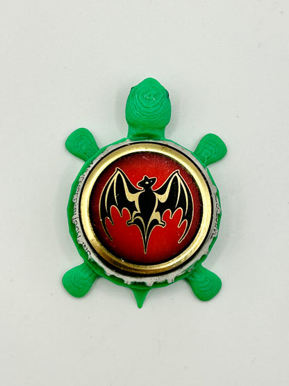 Bacardi (Bat, Red) - Bottle Cap Magnet Turtle Shell Shocked Art