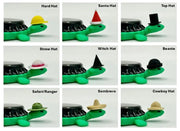 Image depicting an assortment of option hat styles for bottle cap magnet turtles