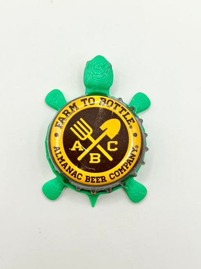 Almanac Beer Co (Farm to Bottle) - Bottle Cap Magnet Turtle Shell Shocked Art