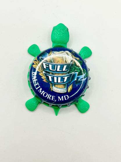Full Tilt Brewing - Bottle Cap Magnet Turtle Shell Shocked Art