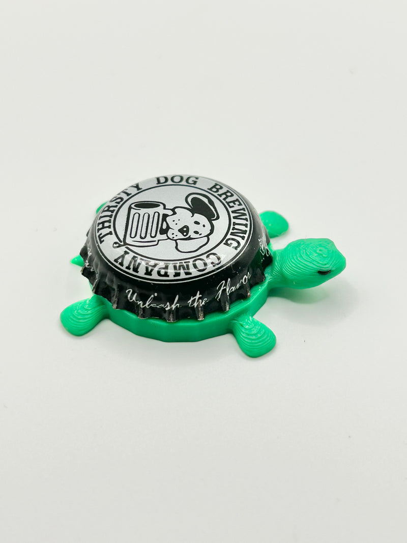 Thirsty Dog Brewing Co. (Black Vintage) - Bottle Cap Magnet Turtle Shell Shocked Art