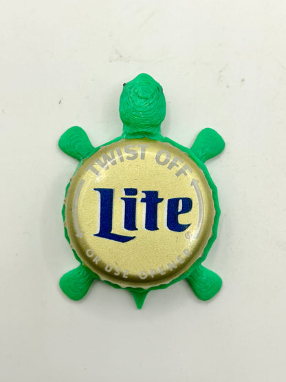 Miller Lite (Vintage, Gold) - Bottle Cap Magnet Turtle Shell Shocked Art