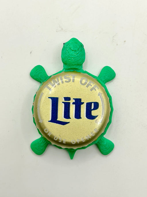 Miller Lite (Vintage, Gold) - Bottle Cap Magnet Turtle Shell Shocked Art