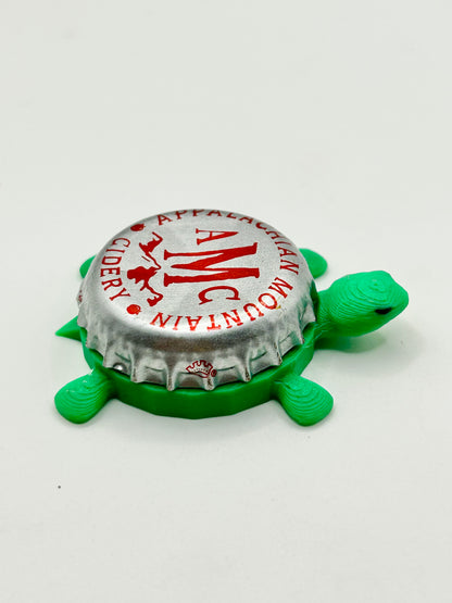 Appalachian Mountain Cidery - Bottle Cap Magnet Turtle Shell Shocked Art